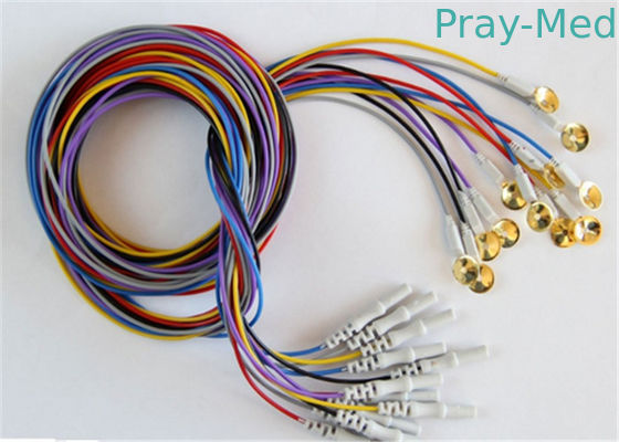 comprar Cabos coloridos do EEG com a tira que chapeia os elétrodos do copo que protegem o fio opcional Fabricação em linha
