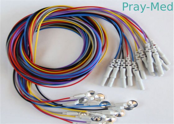 comprar Tampão colorido do elétrodo de Eeg com fios de ligação coloridos 10pcs/grupo de Eeg Fabricação em linha