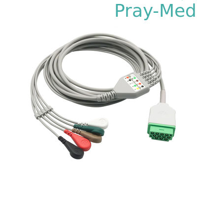 comprar Recorder reutilizável de GE Marqutte Holter integrado 5 fios de chumbo cabo ECG com Snap Fabricação em linha