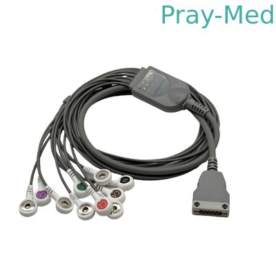 comprar Cabo paciente de cobre do condutor ECG, ligação do cabo 10/12 de TPU ECG Holter com pressão Fabricação em linha