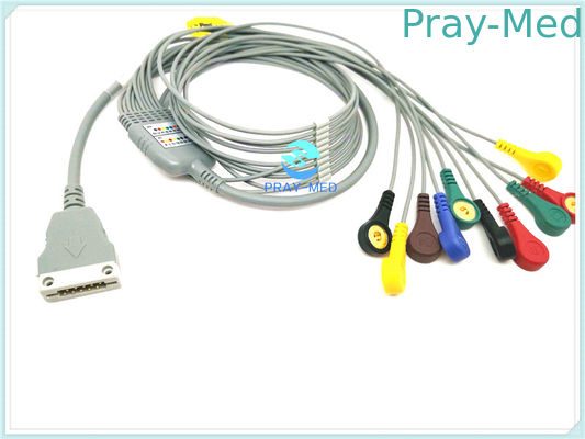 comprar Cabo paciente de cobre do condutor ECG, ligação do cabo 10/12 de TPU ECG Holter com pressão Fabricação em linha