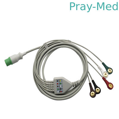 comprar A classe II MEK direto conecta 3/5 de pressão do revestimento de Pin Ecg Cable TPU das ligações 6 Fabricação em linha