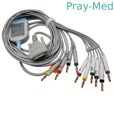 comprar Conector cinzento do DB 15 da ligação do IEC 10 do cabo AHA do ECG do revestimento 3.6m de TPU Fabricação em linha