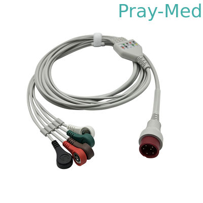 Cabo original de 6pin ECG para o zoncare 3/5 ligações uma pressão do cabo da parte ECG
