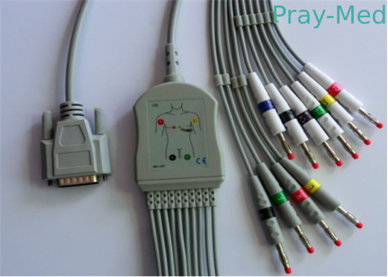 Cabo de Goldway/Nihon Kohden Ecg, Pin do DB 15 do cabo do diâmetro Mindray Ecg de 5.0mm