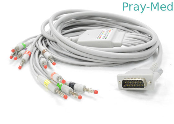 Cabo AT1/2 do ECG de Schiller com diâmetro longo do conector de PIN 5.0mm do DB 15 do parafuso