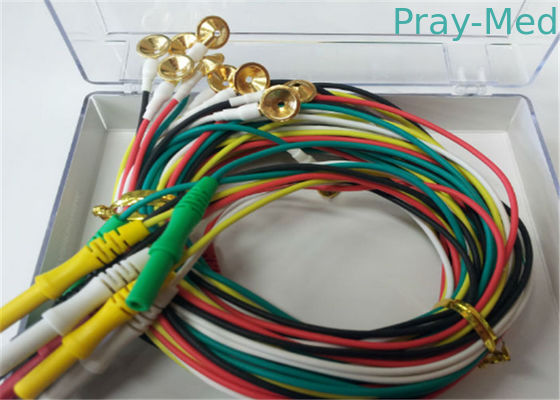 cabos do EEG de 1.5m TPU com o conector dos elétrodos 2.0mm do cobre de chapeamento do ouro