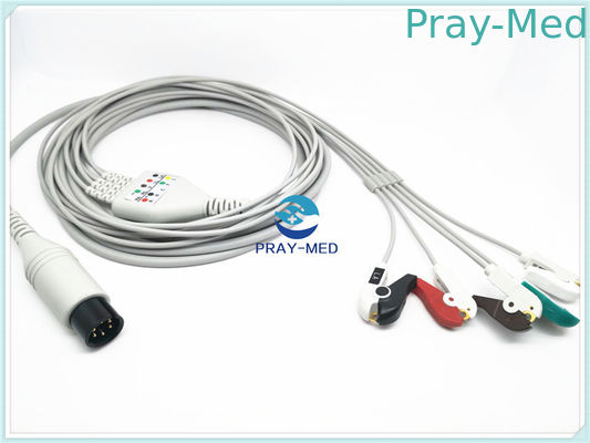 Cabo 3.6m Grey White Color de Zoll Ecg da ligação de Pin Welch Allyn 5 do círculo 6