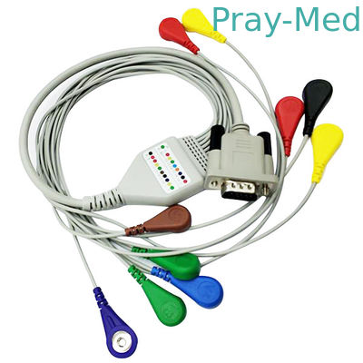 O comprimento 0.9m Holter ECG do Pin de Shidaishuma 15 cabografa 10 ligações com pressão