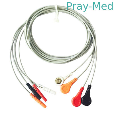 Pressão Grey Color das ligações Din1.5 de Spacelabs ECG Holter Cable 4 do revestimento de TPU