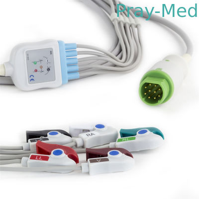 Cabo paciente da ligação ECG de Siemens Drager 5 para o monitor paciente 10 Pin Connector com pitada/extremidade instantânea
