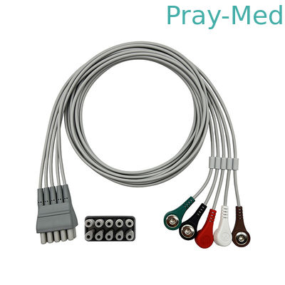 A ligação de Welch Allyn ECG ajustou 5 o gêmeo cinzento Pin Connector da pressão TPU do fio 9293-059-50