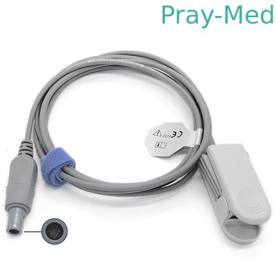 Cabo do revestimento do grau 3m TPU do conector 60 do sensor 6pin de Edan Adult Spo 2